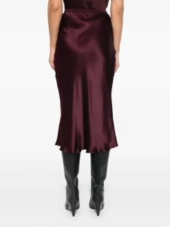 Bar Silk Skirt - Bordeaux