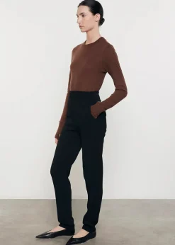 Cashmere Jersey Easy Cuffed Crew