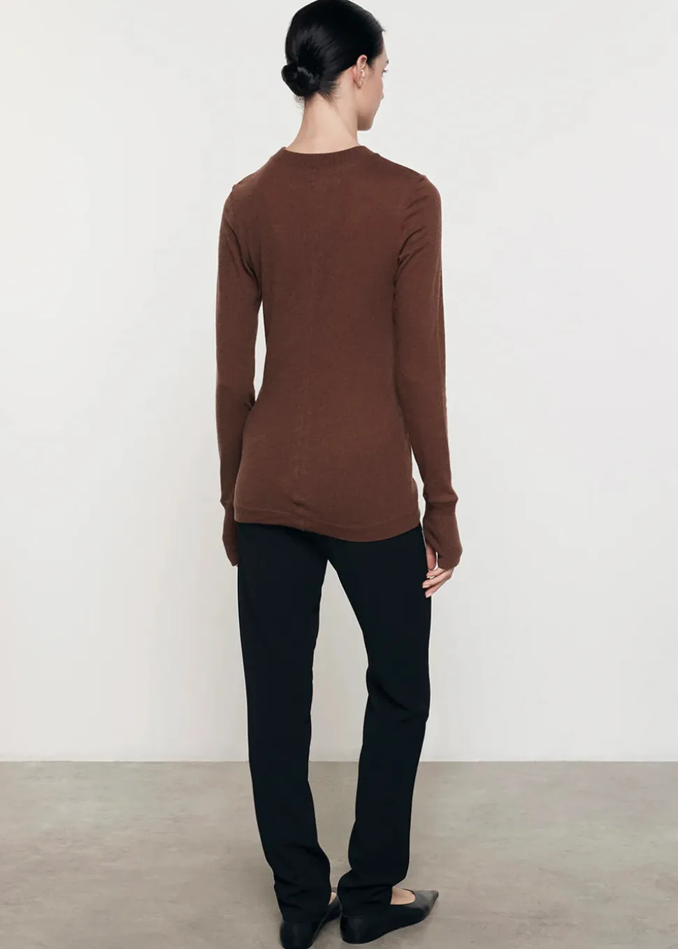 Cashmere Jersey Easy Cuffed Crew