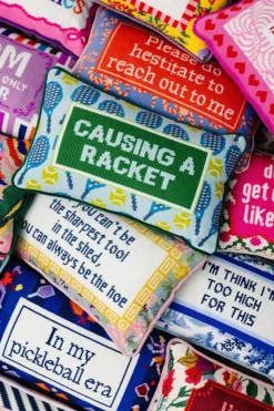 Causing A Racket Needlepoint Pillow