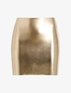 Gold Faux Leather Mini Skirt