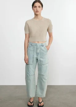Linen Open Knit Cropped Sweater