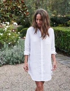 Mary Classic Shirtdress - White Linen