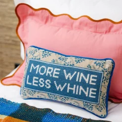 More Wine Needlepoint Pillow
